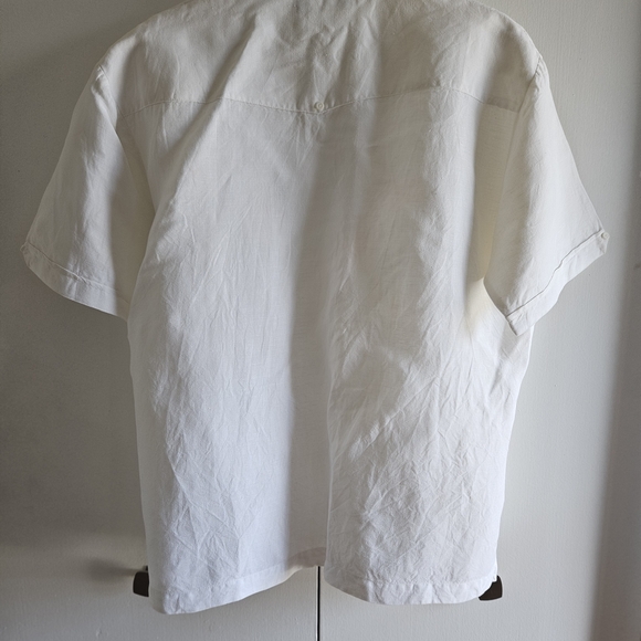 Cubavera White Casual Button Down Shirt Embroidery in Front Short Sleeves Sz L/G - Picture 8 of 12